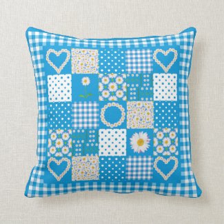 Pillow or Cushion, Daisy Chains Faux Patchwork