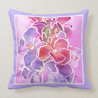 Pillow, Pink, Mauve, Blue Wallflowers