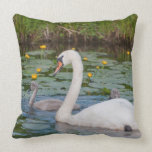 Pillow: Swan and Cygnets with Lily Pads