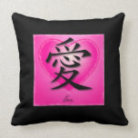 Pillows Chinese Symbol For Love On Pink Heart BLK pillows