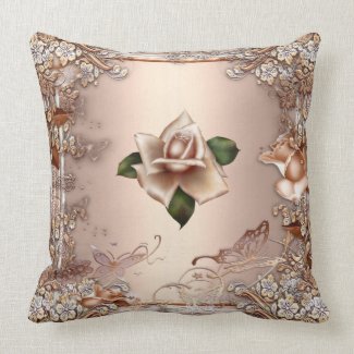 Pillows Roses Beige Cream Gold Floral throwpillow