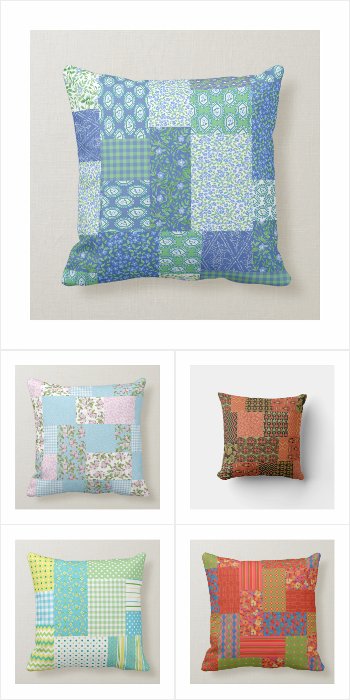 Pillows with Faux Patchwork Patterns