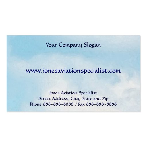 Pilot Aviation Single Engine Plane Business Card (back side)