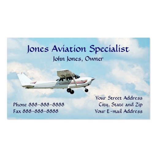 Pilot Aviation Single Engine Plane Business Card (front side)