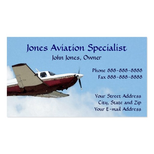 Pilot Aviation Single Engine Plane Business Card