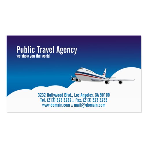 Pilot or Travel Agency Business Card Template (front side)