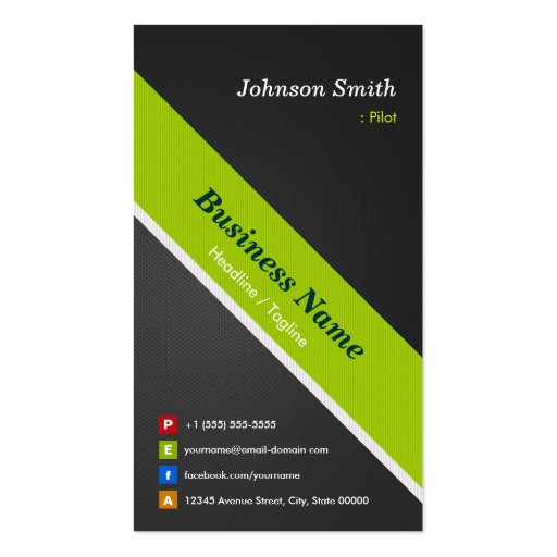 Pilot - Premium Black and Green Business Cards (front side)