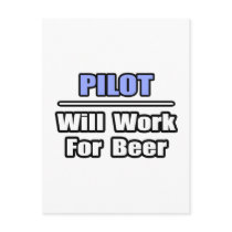 Pilot...Will Work For Beer Postcard