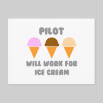 Pilot ... Will Work For Ice Cream Post Card