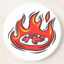 pimientas rojas en la placa en gráfico del fuego posavasos cerveza