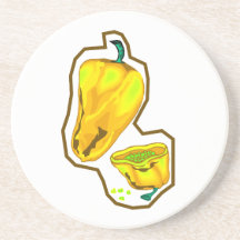 Pimientos picantes amarillos uno cortados por la m posavasos personalizados