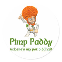 Pimp Paddy St. Patrick's Day Round Sticker