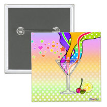 Pin, Button - Maxxed Pop Art Martini buttons