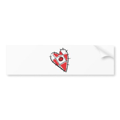 pin cushion heart bumper sticker by doonidesigns