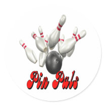 Pin Pals bowling Round Sticker