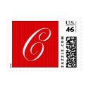 Pin Stripe Red Monogram  - Letter C postage