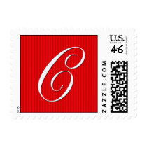 Pin Stripe Red Monogram - Letter C postage by aslentz Pin Stripe Red Monogram - Letter C postage