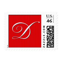 Pin Stripe Red Monogram - Letter D - Customized postage by aslentz Pin Stripe Red Monogram - Letter D - Customized postage