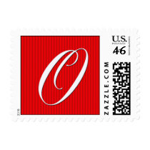 Pin Stripe Red Monogram - Letter O postage by aslentz Pin Stripe Red Monogram - Letter O postage