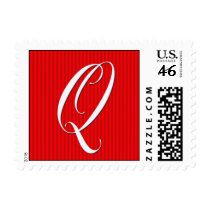 Pin Stripe Red Monogram - Letter Q postage by aslentz Pin Stripe Red Monogram - Letter Q postage