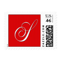 Pin Stripe Red Monogram - Letter S postage by aslentz Pin Stripe Red Monogram - Letter S postage