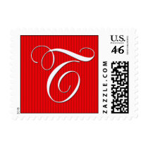 Pin Stripe Red Monogram - Letter T postage by aslentz Pin Stripe Red Monogram - Letter T postage