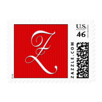 Pin Stripe Red Monogram  - Letter Z postage