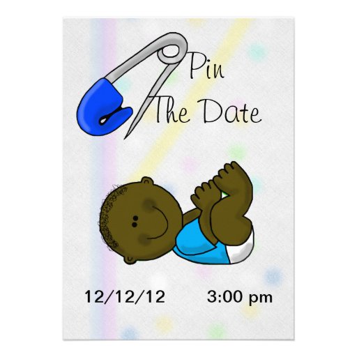 Pin The Date Dark Baby Boy Shower Invitation