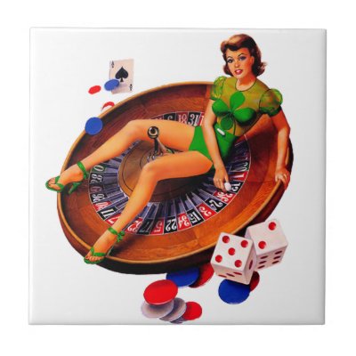 Pin Up Casino Girl Las Vegas Ceramic Tile