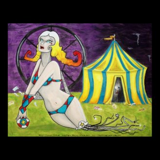Pin up Clown girl Robot sci fi dark fantasy art Print