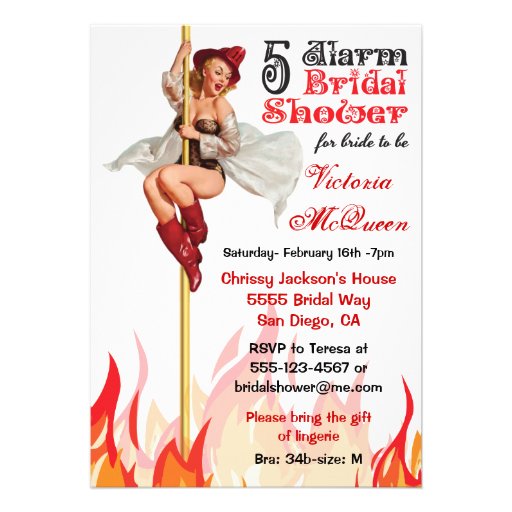 Pin up Fire Pole Lingerie Party Invitation