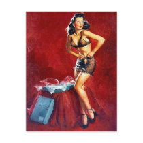 Pin-Up Getting Dressed Postcard