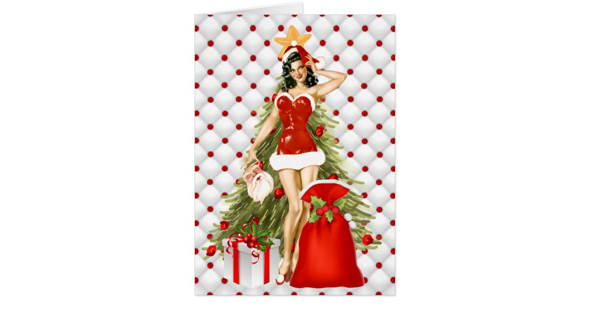 Pin Up Girl Christmas Card Zazzle