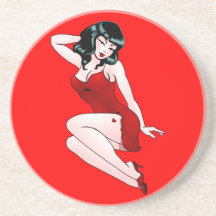 Pin Up Girl Coasters Retro 50s Pin-up Gifts