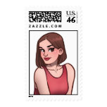 Pin-up girl in a pink tights postage stamp