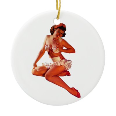Pin Up Girl in Bikini Christmas Tree Ornaments