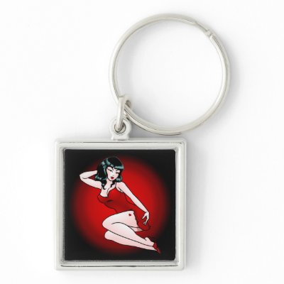 50s Pin Up Artist. Pin Up Girl Keychain Sexy