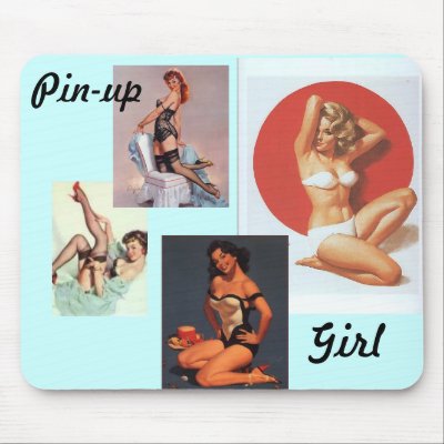  Girls on The Pin Up Girl Mousepad Has Four Different Vintage Pin Up Girls