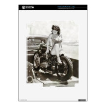 PIN UP GIRL ON MOTORCYCLE. SKINS FOR iPad 2