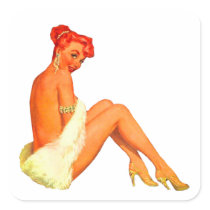 Pin Up Girl Square Sticker