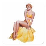 Pin Up Girl Square Sticker