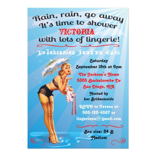 Pin up Lingerie shower party invitation