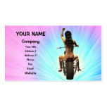 Pin up on a motor bike business card