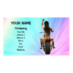 Pin up on a motor bike business card templates