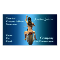 Pin up on a motor bike business card template