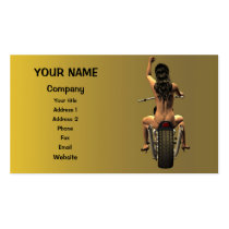 Pin up on a motor bike business card template