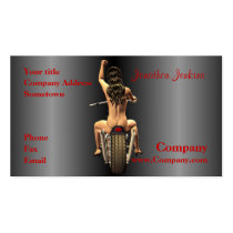Pin up on a motor bike business card template