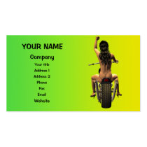 Pin up on a motor bike business card template