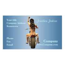 Pin up on a motor bike business card templates