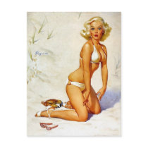 Pin-Up on the Beach Postcard
